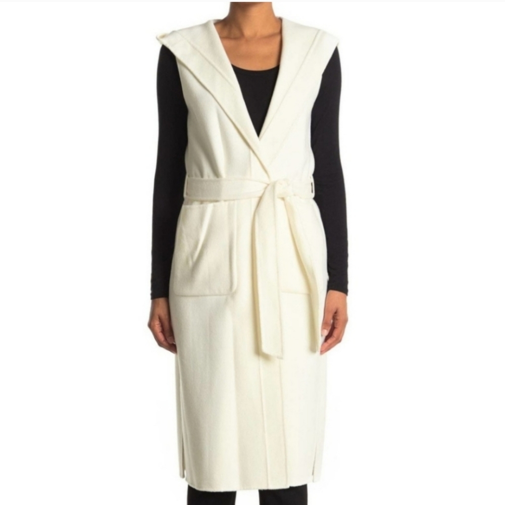 BCBGMAXAZRIA Wool Blend Off White Casual Handmade Vest Jacket Coat XS